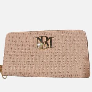 Brand New Badgley Mischka Long Wallet with phone pocket and wristlet blush NWT